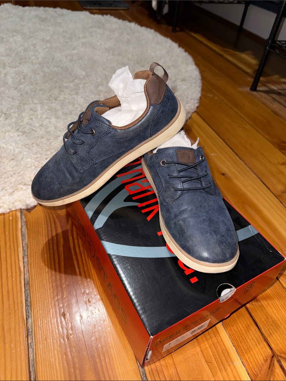 Deer Stags Bots Navy Blue Suede-Style Casual Slip-On Sneakers